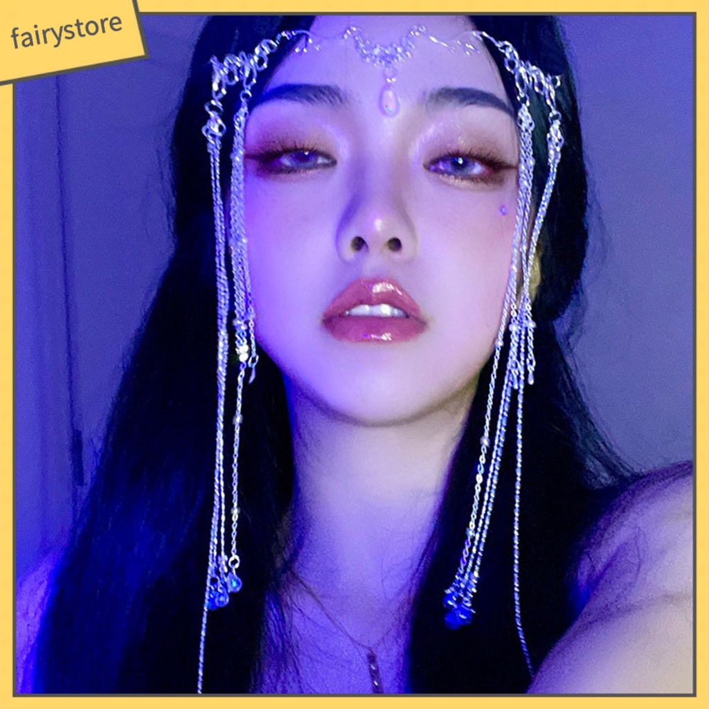 Phụ Kiện Trang Trí Tóc Dạng Chuỗi Dài Đính Hoa Tua Rua Cho Cô Dâu