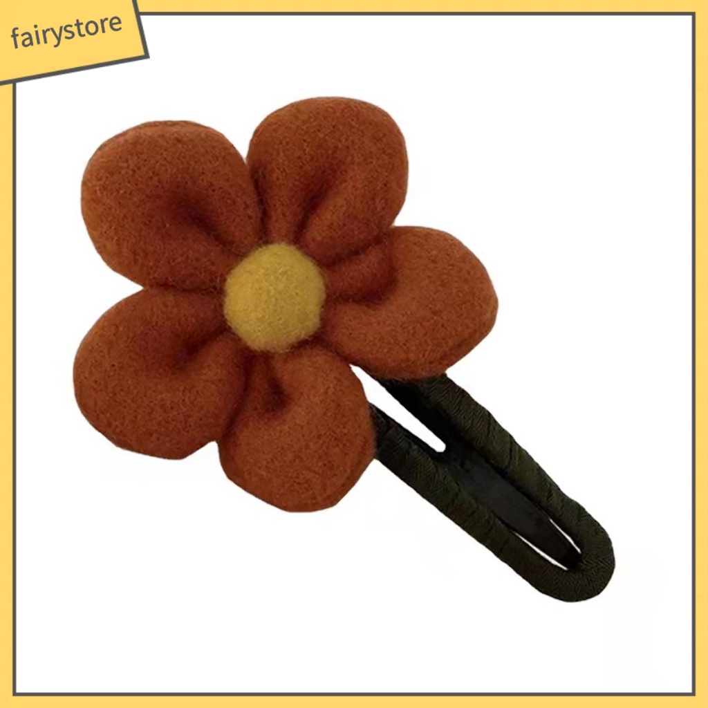 Kẹp Tóc Hình Bông Hoa Màu Trơn Co Giãn Chống Trượt Phong Cách Vintage