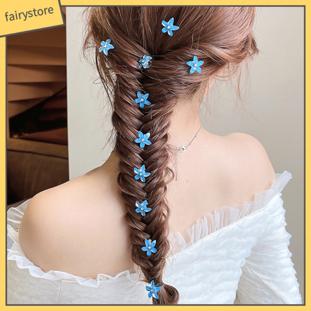 Set 10 Kẹp Tóc Mini Chống Trượt Màu Sắc Đơn Giản Hình Bông Hoa Xinh Xắn