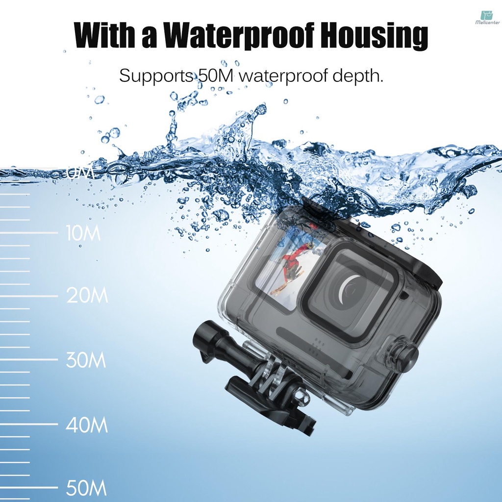 Andoer Action Camera Accessories Kit Sports Camera Accessories Set with Waterproop Housing Silicone Protective Case Selfie Stick Various Mount Bracket and More Replacement for   10/9 Black with Carryi