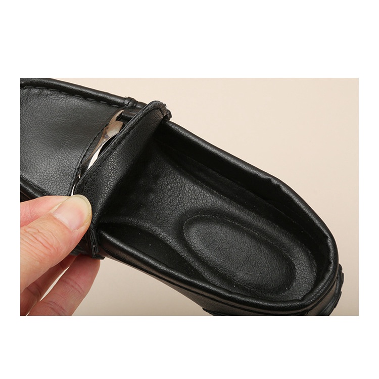 Giày Lười Da Phối Khóa Kim Loại Thời Trang Cho Bé Trai