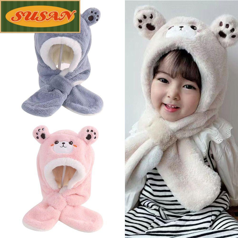 Mũ Trùm Tai Giữ Ấm Họa Tiết Hoạt Hình Cho Bé