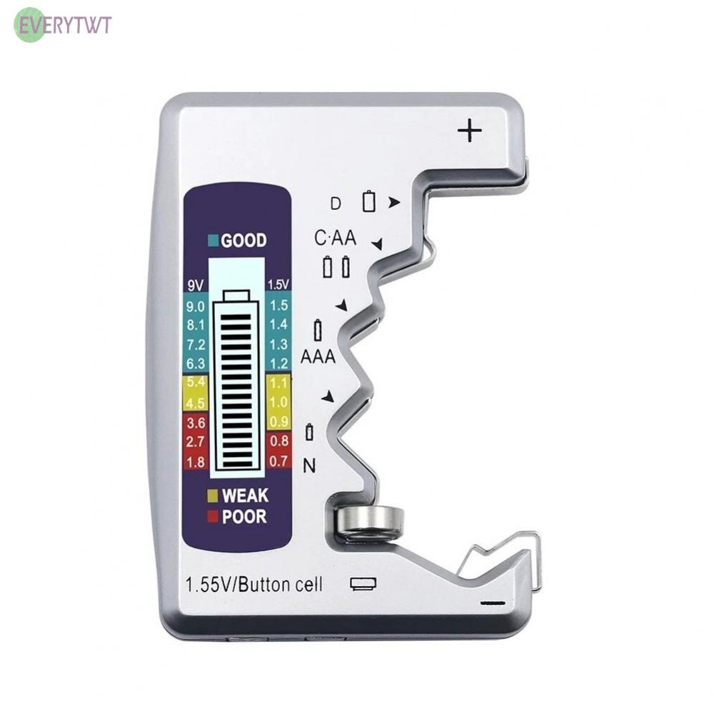 ⭐Hàng Có Sẵn! ⭐Dụng Cụ Kiểm Tra Pin Thay Thế 92 * 63 * 14mm 9V / 1.5V Màu Bạc