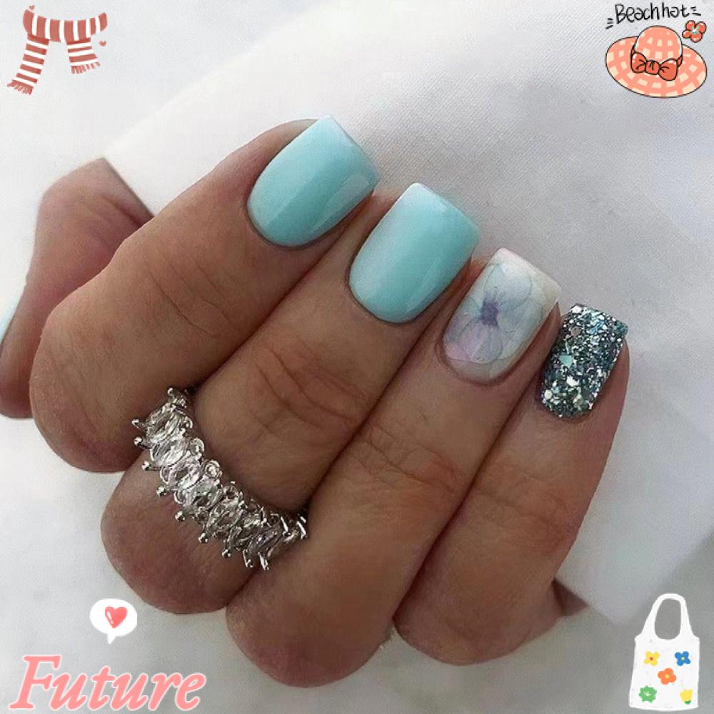 Bộ Móng Tay Giả Che Phủ Toàn Diện Đầu Vuông Dạng Nhấn Có Thể Tháo Rời