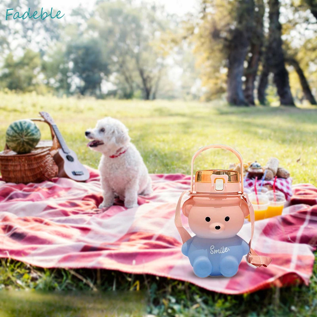 Cốc Uống Nước 1100ml Có Nắp Đậy Và Ống Hút Hình Gấu Dễ Thương