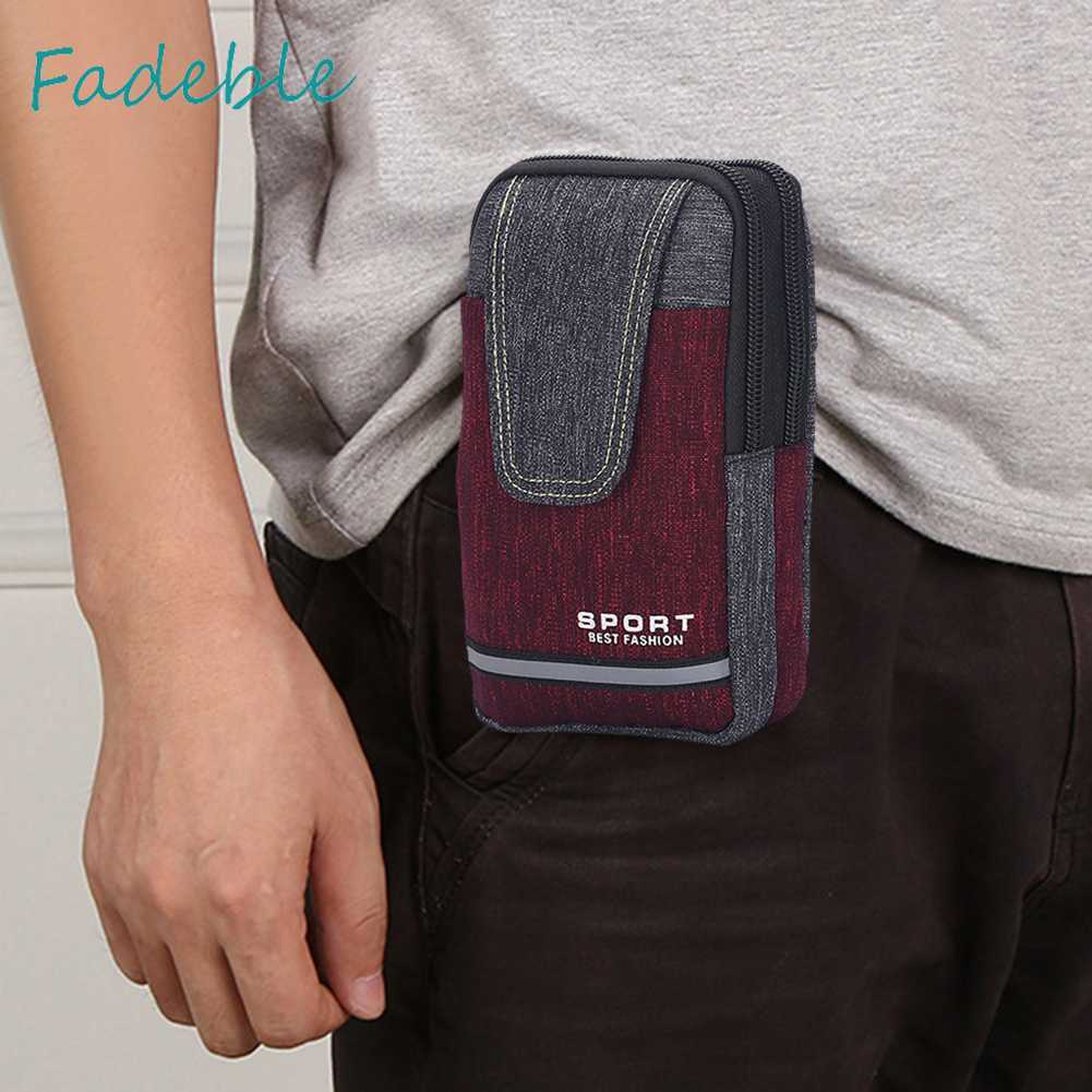 Túi Đựng Điện Thoại Đeo Thắt Lưng Bằng Vải Oxford Kẻ Sọc Phản Quang Cho Nam