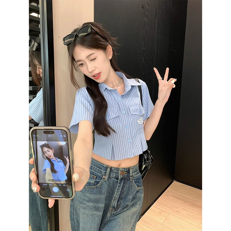 NZN Áo Croptop Tay Ngắn Cổ polo Thiết Kế Độc Đáo Thời Trang Mùa Hè Cho Nữ