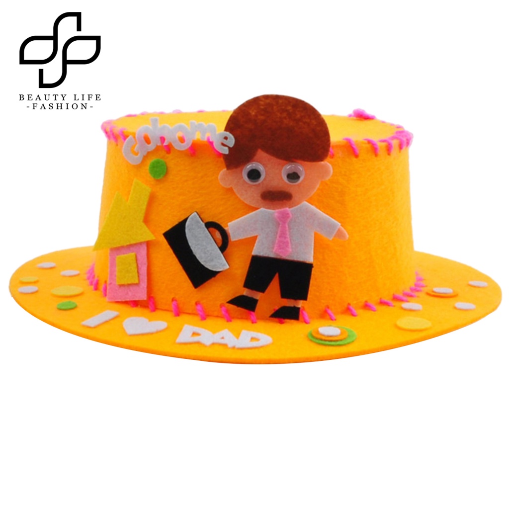 Beautylifefashion Bộ Nón Vải Không Dệt Màu Trơn In Chữ Hoạt Hình Vui Nhộn Cho Bé Làm Quà Tặng Ngày Của Cha