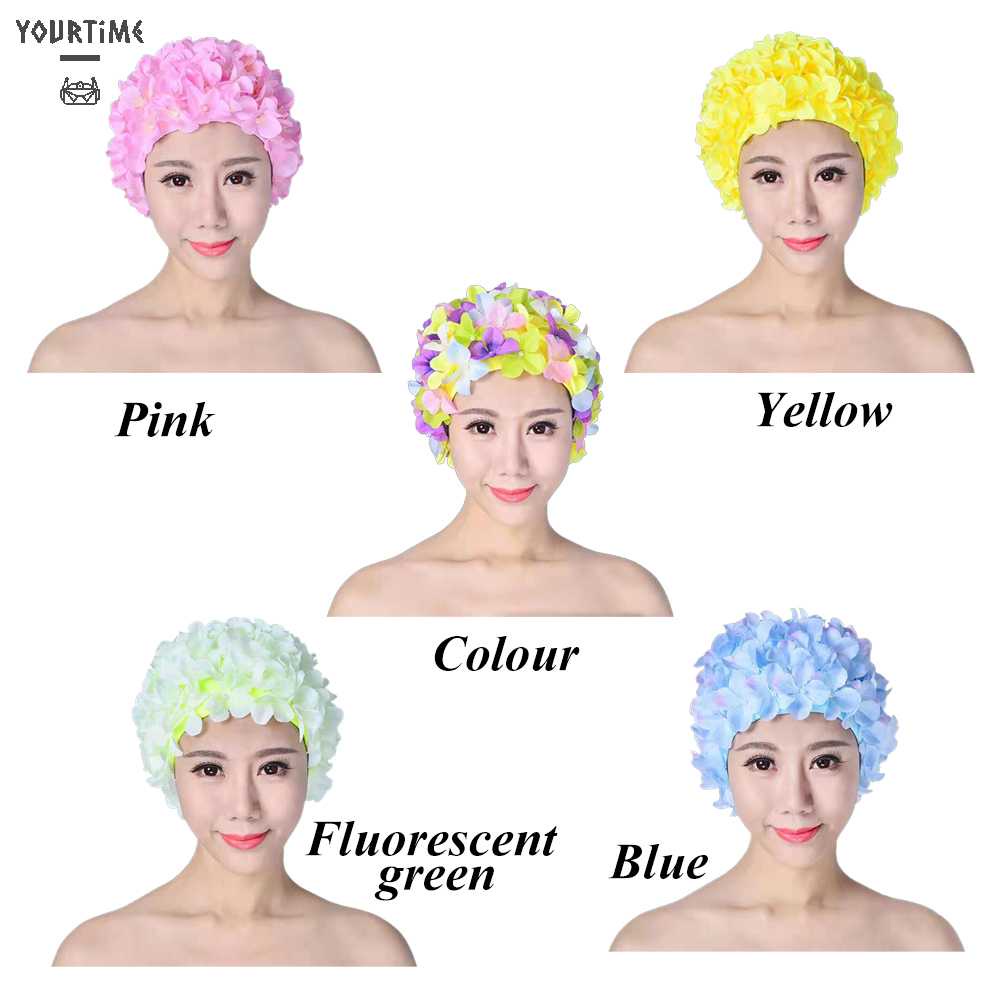 Mũ Bơi In Hoa 3D Thoáng Khí Thoải Mái Cho Nữ