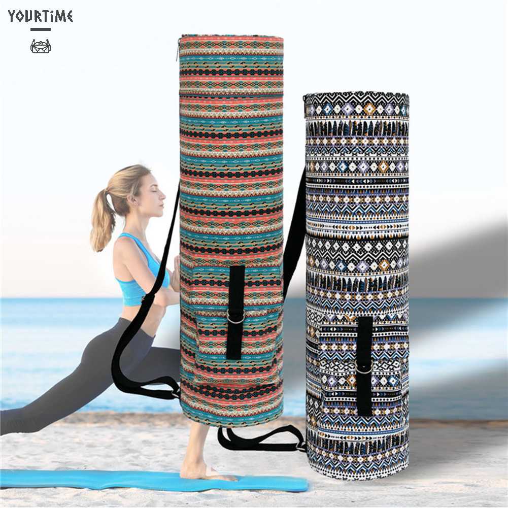 Túi Đựng Thảm Tập Yoga Bằng Vải Bạt In Họa Tiết Thời Trang Có Túi Đựng Cho Nam &amp; Nữ