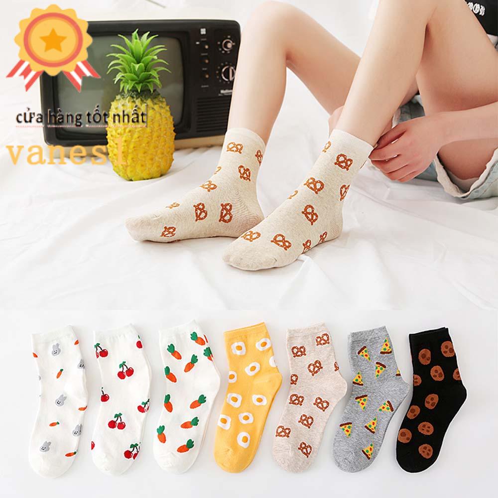 Vớ Nữ VANES1 Họa Tiết Cà Rốt Hoạt Hình Phong Cách Hàn Quốc Ngọt Ngào Thời Trang Mùa Thu