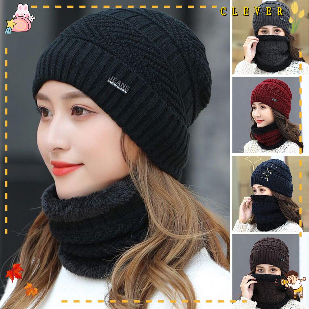 Mũ beanie Kèm Khăn Choàng Cổ Giữ Ấm Thời Trang Cho Nam Và Nữ