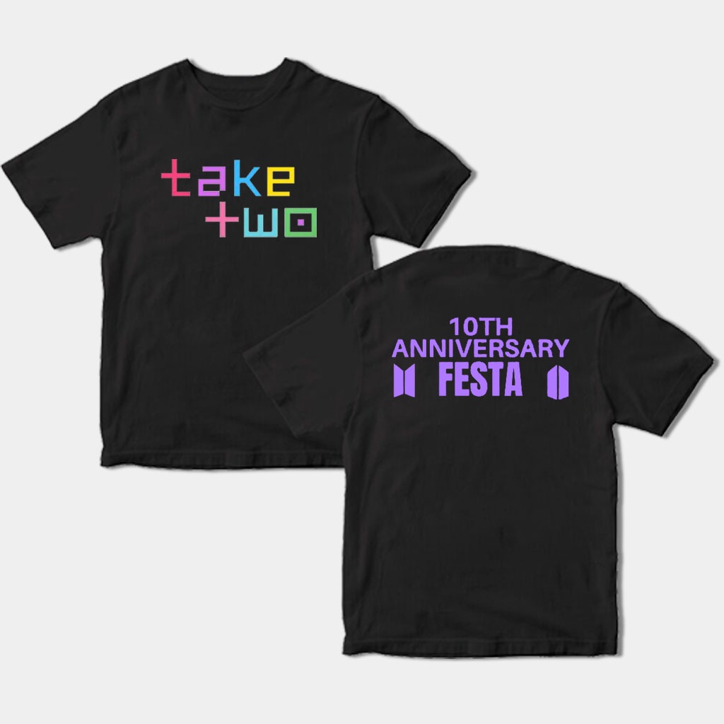 Áo Thun Cotton Tay Ngắn Plus Size Kỉ Niệm Lần Thứ 10 FESTA TAKE TWO ALBUM Phong Cách Hàn Quốc