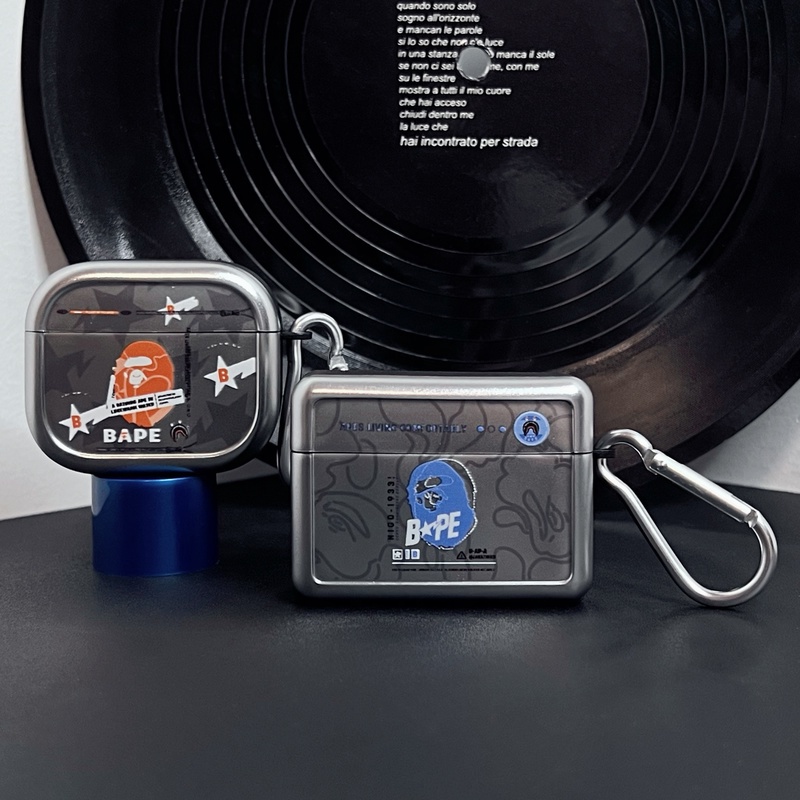 Vỏ Bảo Vệ Hộp Sạc Tai nghe không dây AirPods 1 / 2 gen3 Pro2 2022 Mạ Màu Bạc Thời Trang Có Móc Chống Rơi