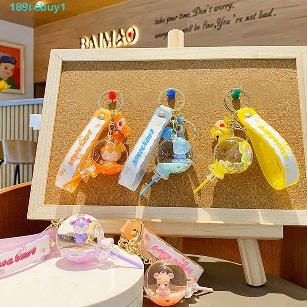Móc Khóa Hình Kẹo Mút REBUY1 Có Nước Kim Tuyến Dễ Thương Cho Nữ