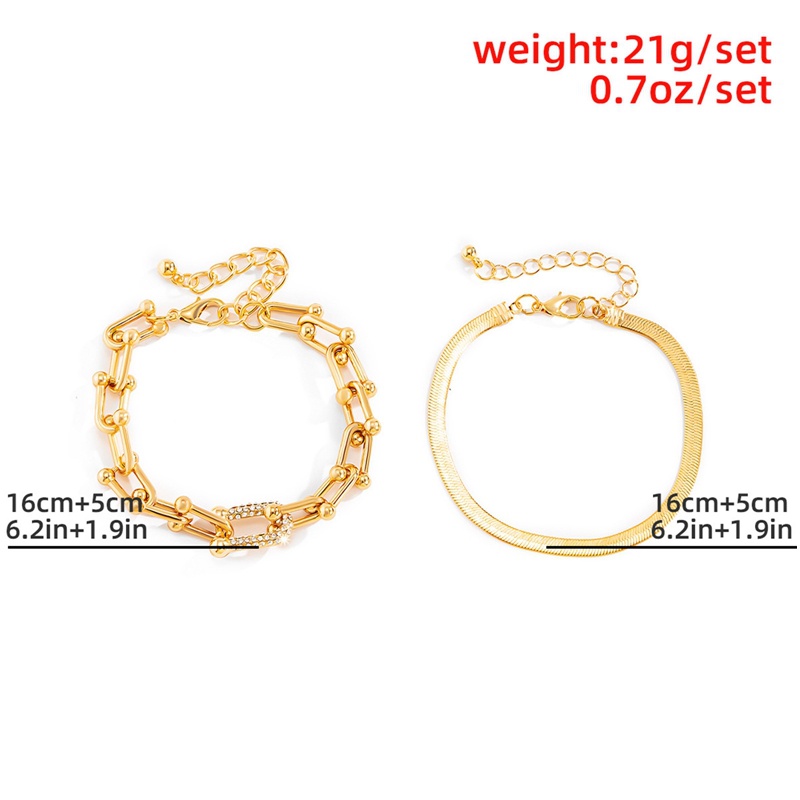 Ygt Set 2 Vòng Tay Kim Loại Mạ Vàng / Bạc Đính Đá Pha Lê Thời Trang
