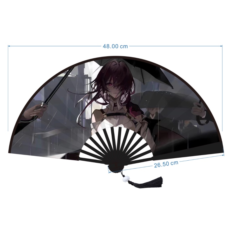 Honkai Star Rail Tingyun Quạt Xếp Hai Mặt Bằng Vải Lụa In Hình Anime Merchandise