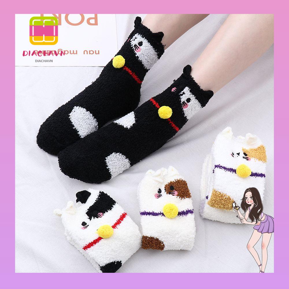 Vớ Ngủ Vải Nhung San Hô Dày Mềm Mại Giữ Ấm Mùa Đông