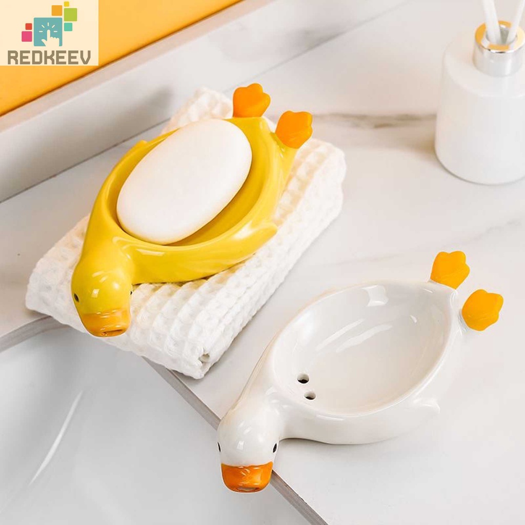 Khay Đựng Xà Phòng Bằng Sứ Hình Vịt Có Thể Ráo Nước Sắp Xếp Gọn Gàng Cho