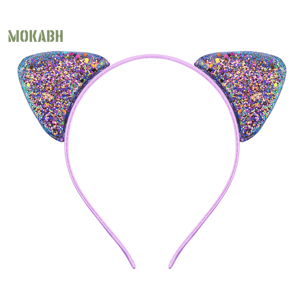 Băng Đô Cài Tóc Hình Tai Mèo Đính Kim Sa Lấp Lánh Màu Kẹo Ngọt Chống Trượt Thời Trang Cho Bé Gái