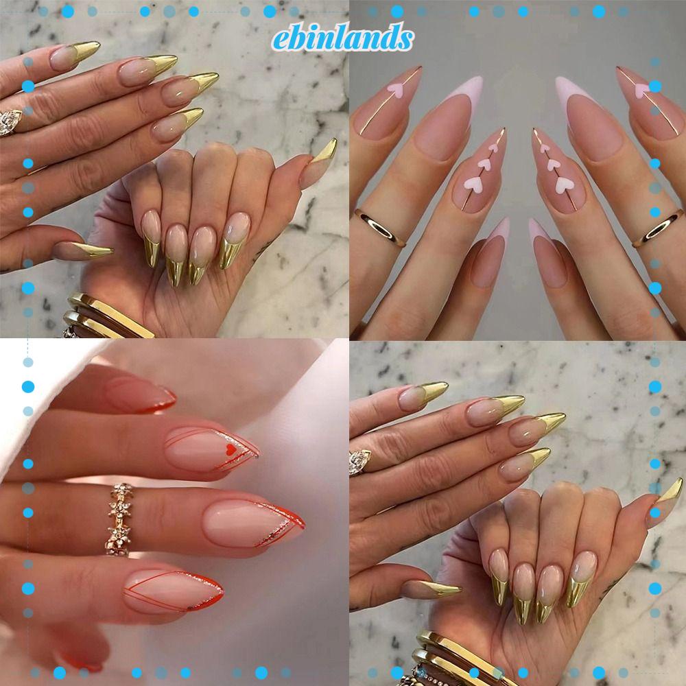 Bộ 24 Móng Tay Giả Toàn Diện Họa Tiết Trái Tim Xinh Xắn