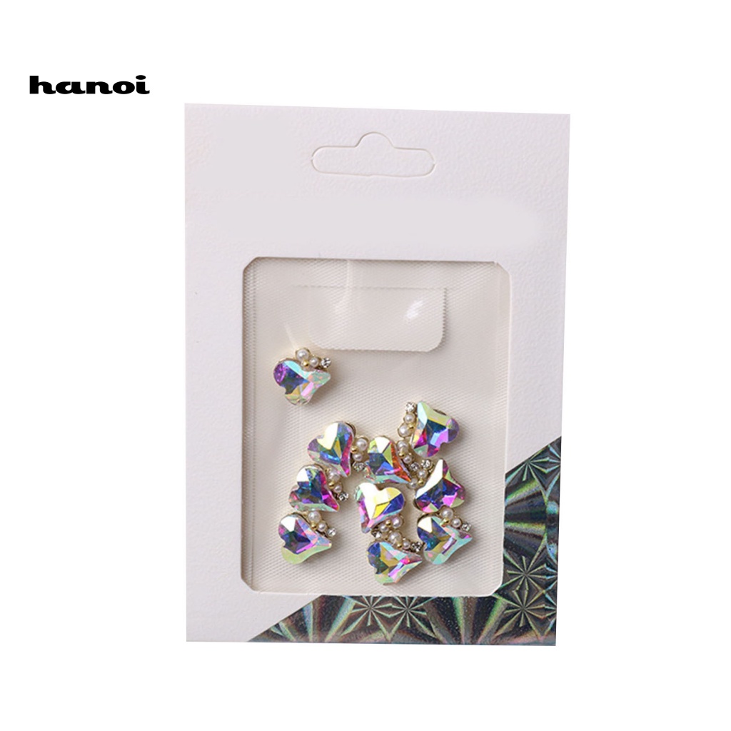 Set 10 Hạt Ngọc Trai Giả Trái Tim Ba Chiều Dán Móng Nghệ Thuật DIY