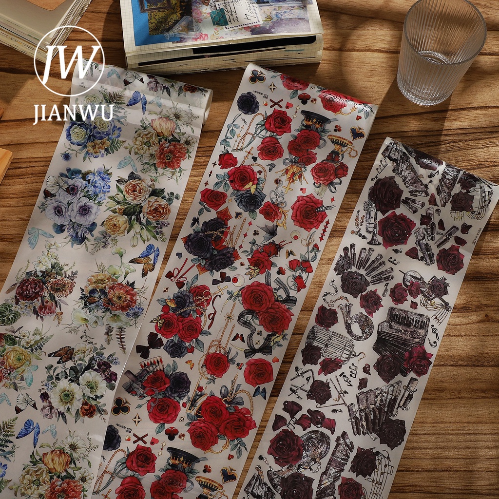 Cuộn 300cm / Cuộn Băng Keo Họa Tiết Hoa Phong Cách Vintage Trang Trí DIY