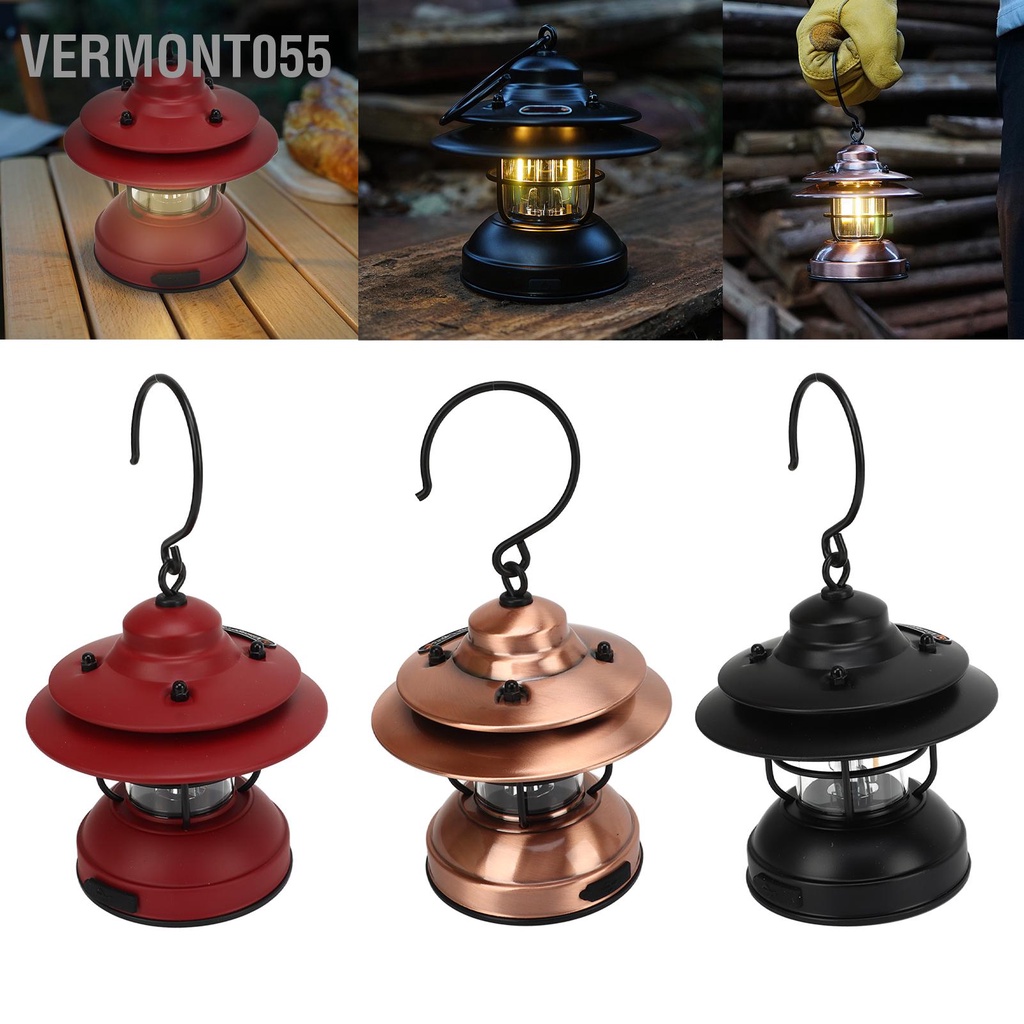 Vermont055 Đèn Lồng Cắm Trại Vintage Chống Nước IPX4 LED 35‑100lm Di Động Phong Cách Retro Treo Dành Cho Ngoài Trời