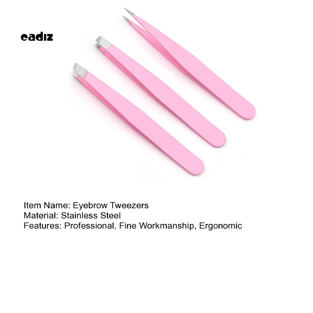 Bộ 3 Nhíp Tỉa Lông Mày / Lông Mi Giả Bằng Thép Không Gỉ Đa Năng Tiện Dụng