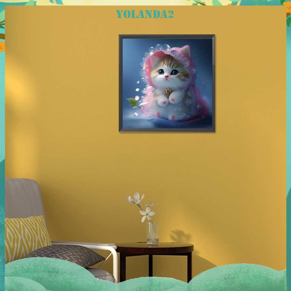 Tranh Đính Đá Kim Cương Toàn Bộ 5D DIY Hình Vẽ Mèo Trang Trí Nhà Cửa