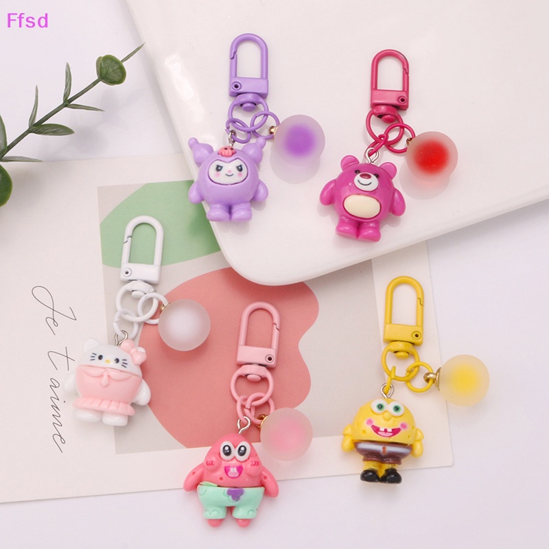 Móc Khóa Quả Cầu Nhựa Resin 3D Hình Búp Bê Hoạt Hình Dễ Thương