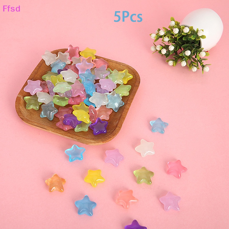 {Ffsd} Bộ 5 Đồ trang trí Ngôi Sao Dạ Quang Mini Bằng Nhựa Resin Thủ Công Phát Sáng Trang Trí Tiểu Cảnh