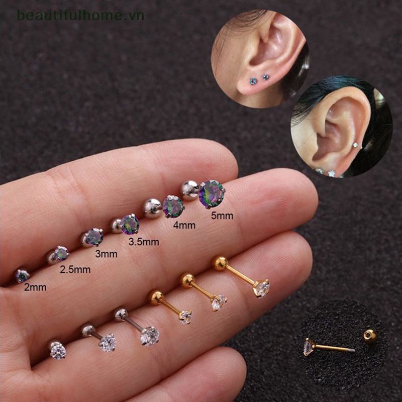 1 Khuyên Tai Dạng Xoắn Ốc Đính Đá Zircon Nhiều Màu Cho Nữ