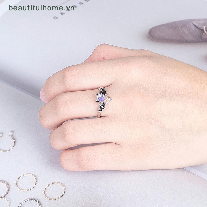 Bộ 1 / 2 Nhẫn Đôi Cánh Thiên Thần Đính Đá Pha Lê Thời Trang Lãng Mạn Có Thể Điều Chỉnh Làm Quà Tặng Trang Sức Cho Cặp Đôi