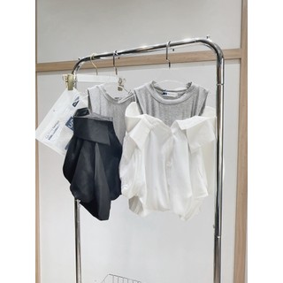 ✨BÁN SỈ✨Áo trễ vai bo chun phối thun đen trắng