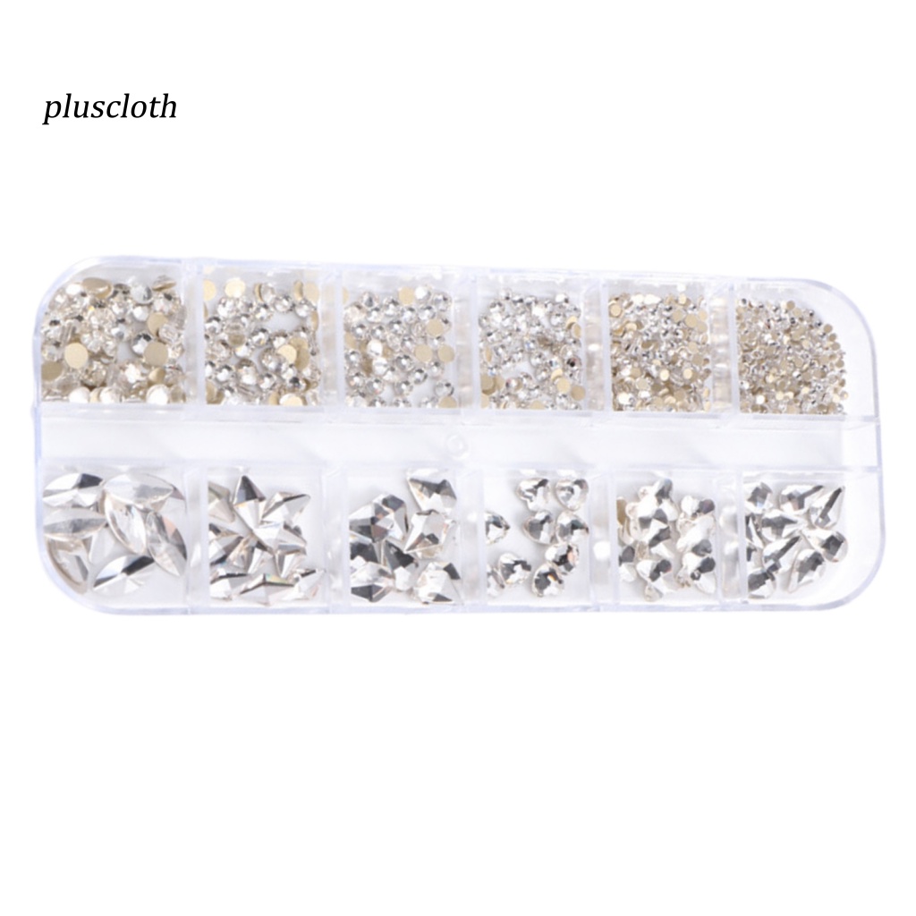 1 Hộp Hạt Nhựa 12 Ô Tạo Hiệu Ứng 3D Trang Trí Móng Tay