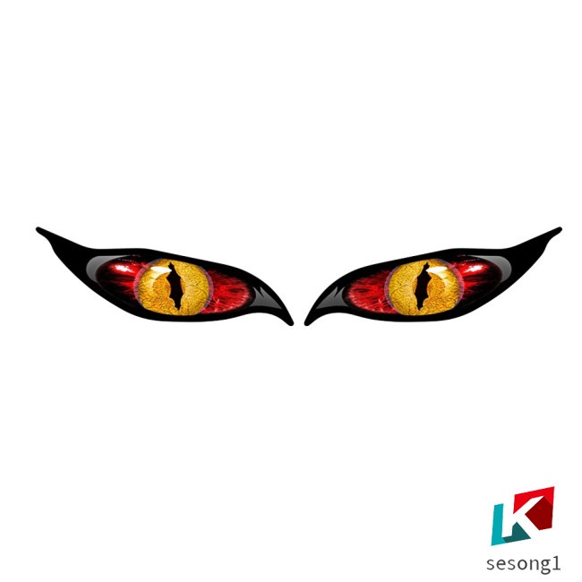 Bộ 2 Miếng Dán pvc Hình Mắt Quỷ Chống Nắng Chống Nước 13cm * 5cm Trang Trí Gương Chiếu Hậu Xe Hơi