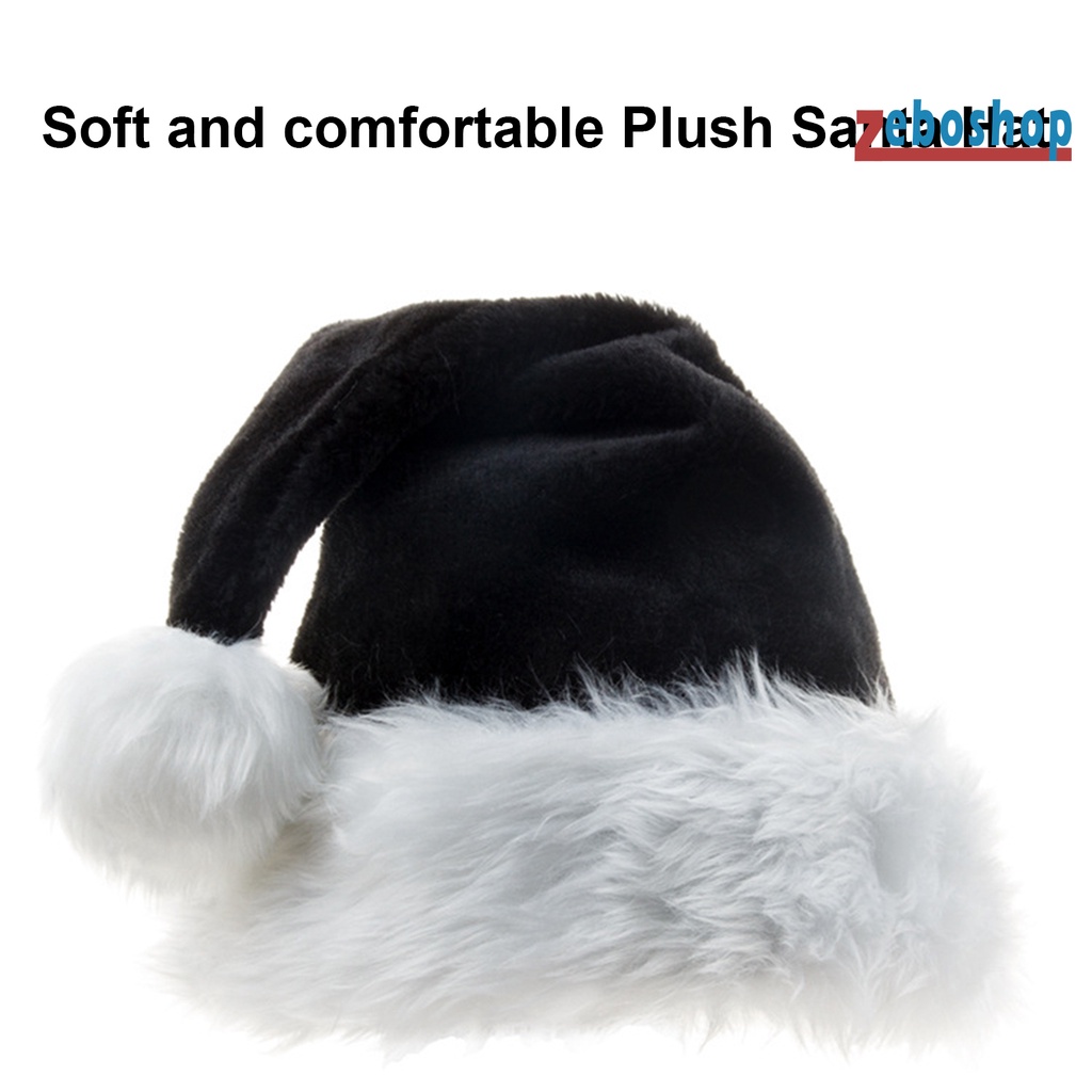 Mũ Ông Già Noel Bằng Lông Nhung Mềm Mại Màu Đen Bắt Mắt Rộng Dùng Trang Trí Nhà Cửa