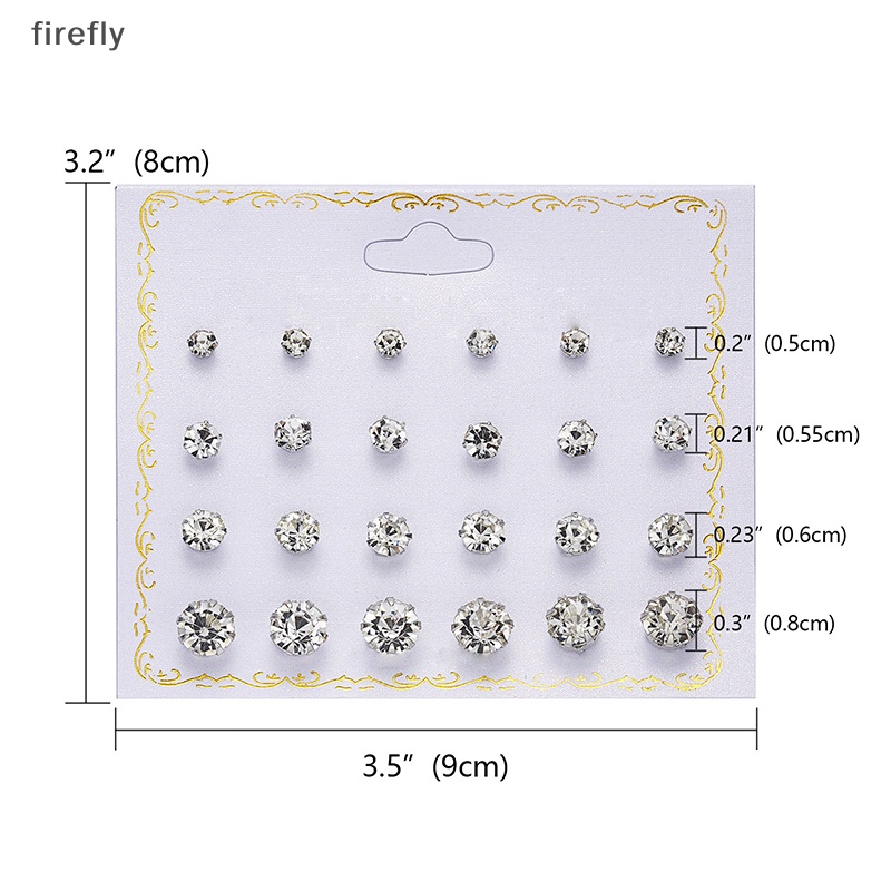 Set 12 Đôi Bông Tai Tròn Đính Đá Zircon Thời Trang Cho Nữ