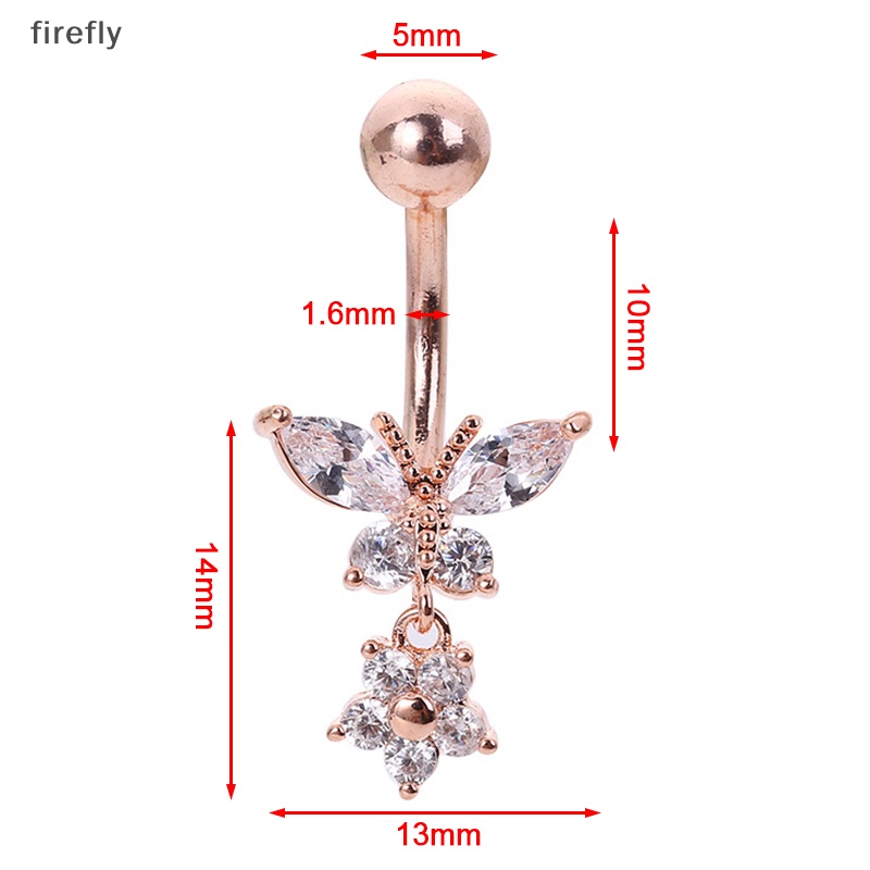 Khuyên Rốn Hình Bướm Bằng Thép Không Gỉ Đính Đá Zircon