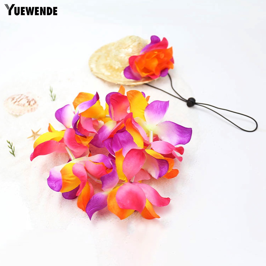 Yq.e Mũ Rơm Hawaiian Thoáng Khí Màu Tươi Sáng Kèm Vòng Hoa Cho Thú Cưng