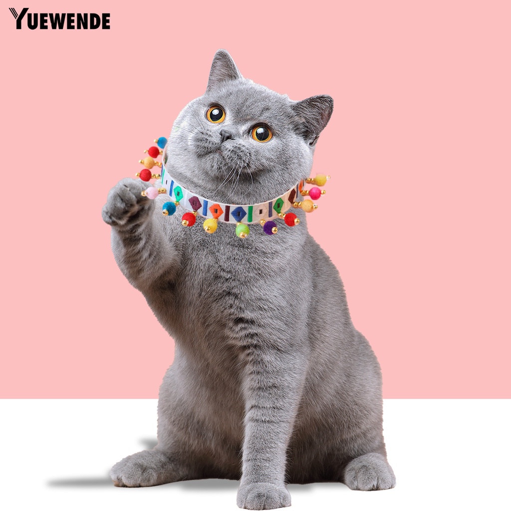 Vòng Cổ Gắn Quả Bông Tua Rua Nhiều Màu Sắc Cho Thú Cưng