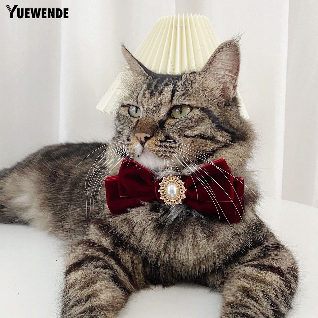 Vòng Cổ Ngọc Trai Giả Chống Sặc Đính Nơ Dễ Thương Cho Thú Cưng