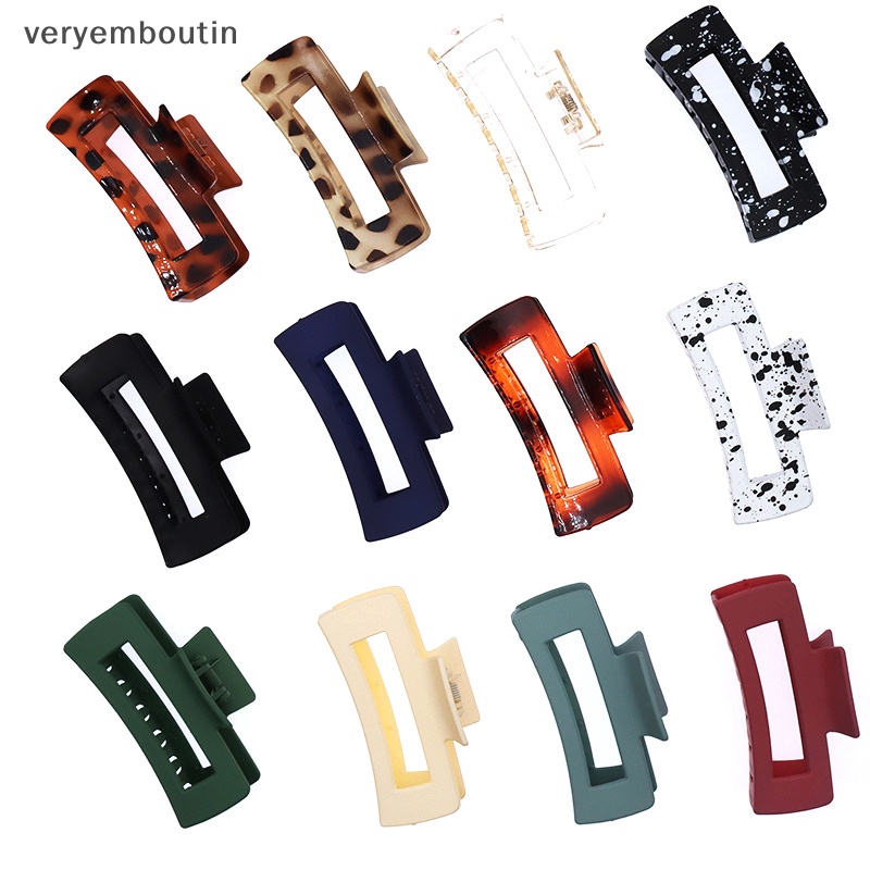 Kẹp Tóc Càng Cua Lớn Bằng Nhựa Màu Trơn Thanh Lịch Cho Nữ