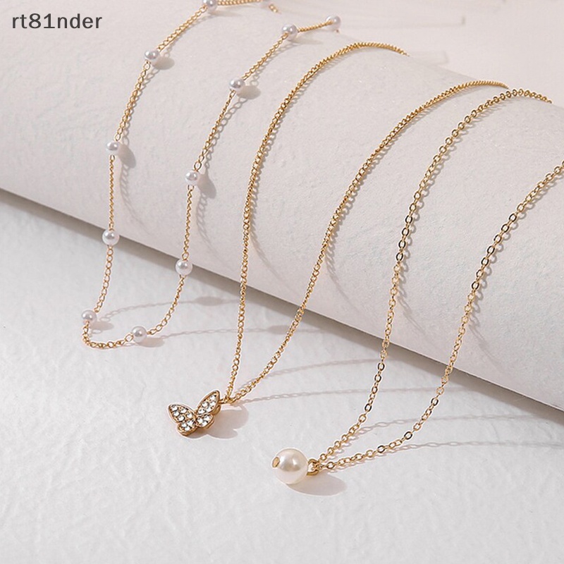 Rt Vòng Cổ Choker Nhiều Lớp Mặt Hình Bướm Và Ngọc Trai Thanh Lịch Dành Cho Nữ n