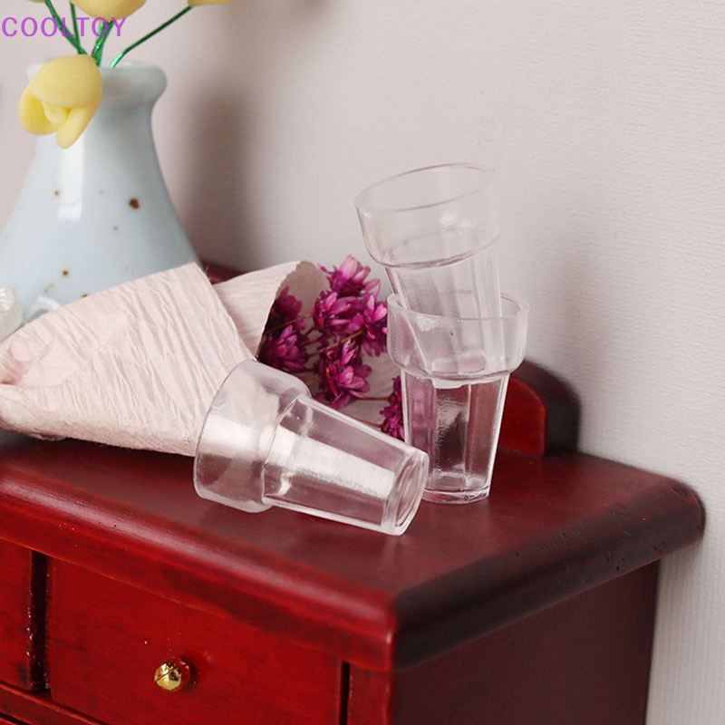Set 4 Cốc Trong Suốt Đựng Kem / Đồ Chơi Búp Bê Tỉ Lệ 1: 12