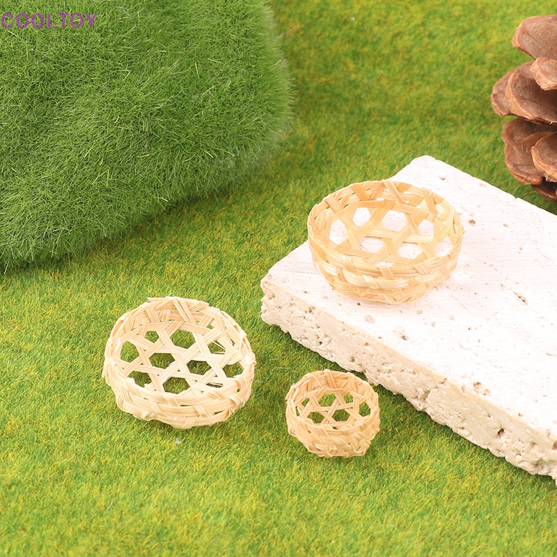 Mô Hình Rổ Tre Mini Hình Tròn Độc Đáo Trang Trí Nhà Búp Bê