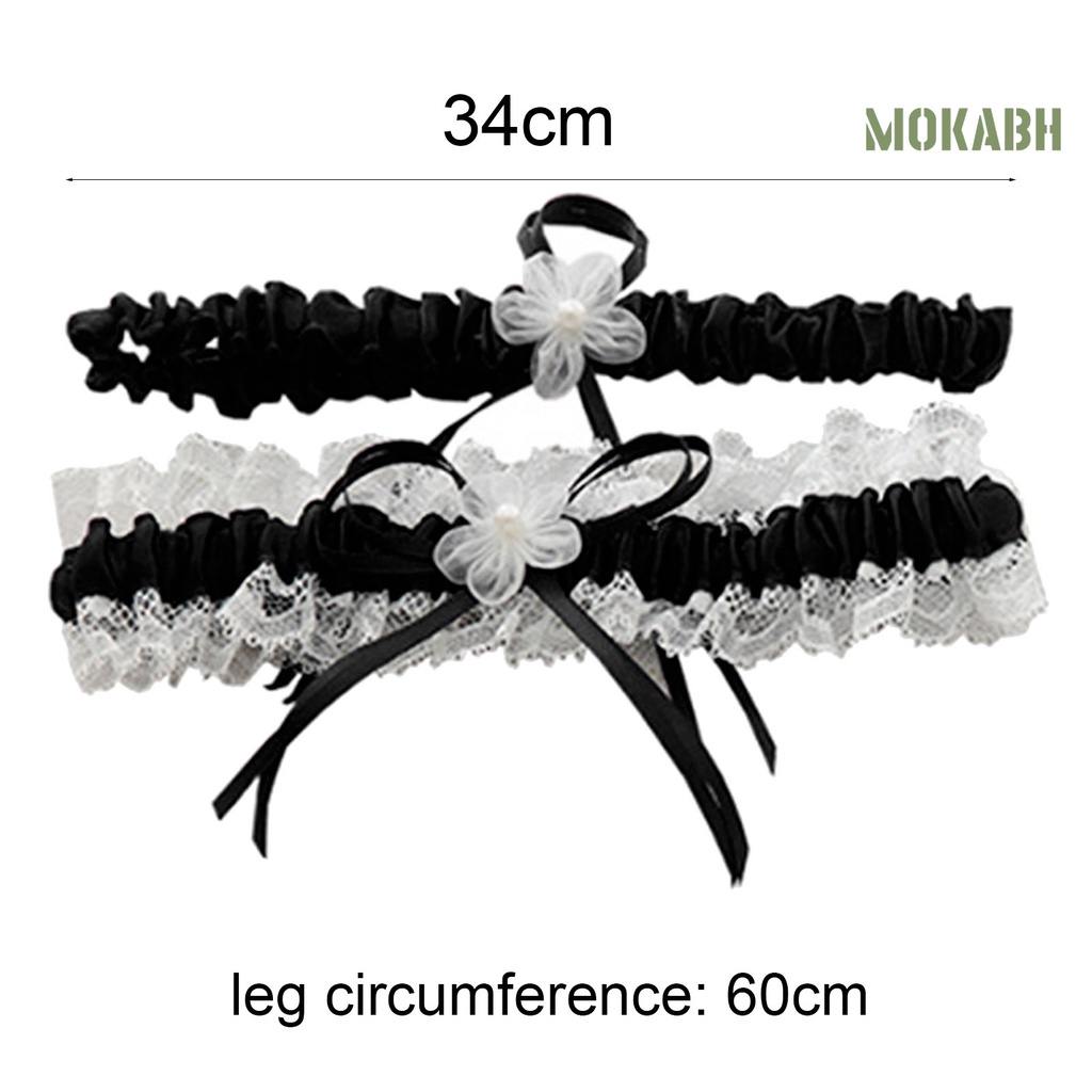 Bộ 2 Đai Nịt Đùi Ren Co Giãn Đính Nơ Xinh Xắn Cho Cô Dâu