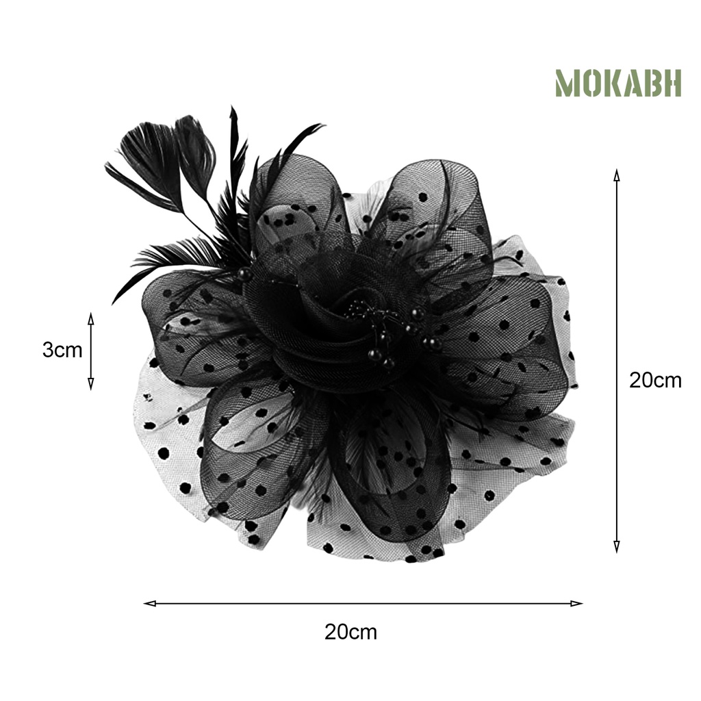 Mũ Lưới Đính Hoa Và Lông Vũ Trang Trí Tóc Cho Cô Dâu