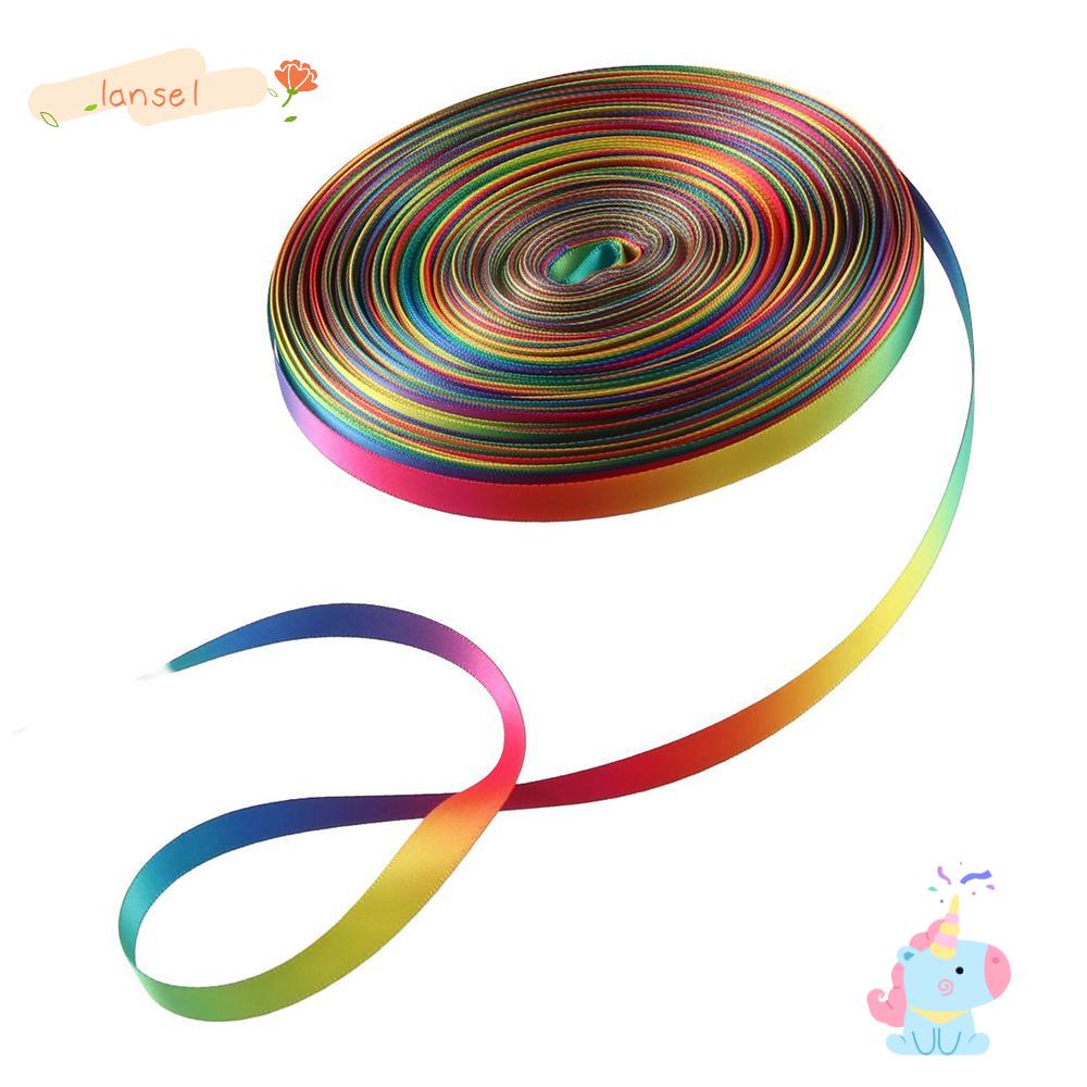 Cuộn Dây Ruy Băng Satin Hai Mặt 3 / 8 Inch Màu Cầu Vồng Xinh Xắn